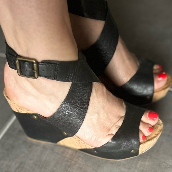 Lucky brand Wedged sandals black - Picture 4 of 5